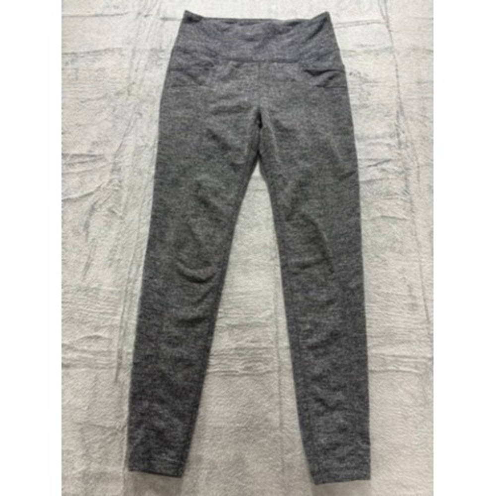 Athleta Gray Herringbone Leggings Womens Medium‎ Athletic Yoga Pants Pocket